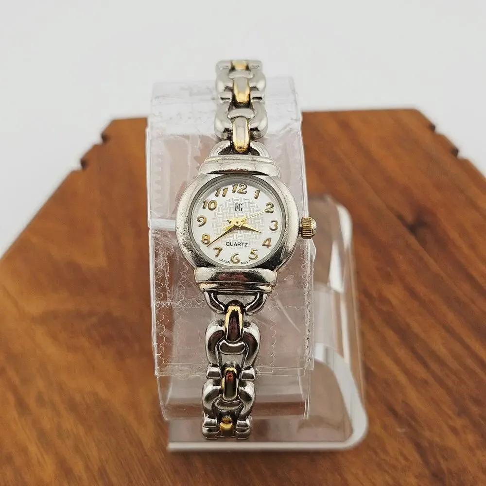FG Women's Two Tone Bracelet Link Analog Watch Simple Casual Everyday Basic